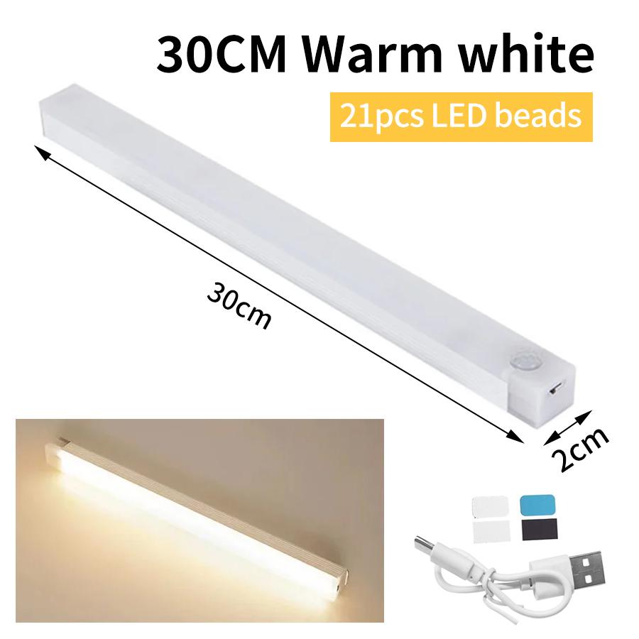 1-4Pcs Rechargeable PIR Motion Sensor LED Bar Lights Human Infared Induction Night Light Portable Cabinet Light 10/20/30/50cm