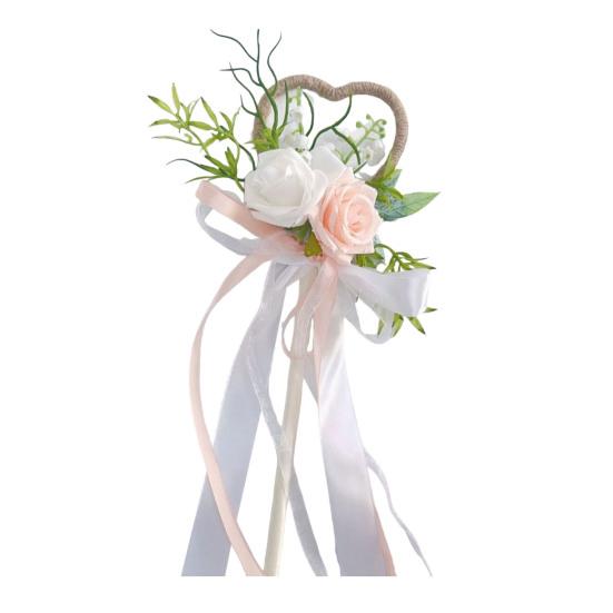 

Свадебные Букеты для Невесты Подружки Невесты Искусственные Цветы Розы с Лентой Бантом для Свадьбы Выпускного Церковной Церемонии Украшения на Годовщину шампанского
