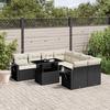 VidaXL Garden Lounge Set 9 Pcs with Cushions Black Wicker 3267796