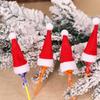 Mini Santa Hats Wine Bottle Covers Lollipops Candy Caps Christmas Tableware Holder Bottles Bags Xmas New Year Party Decoration