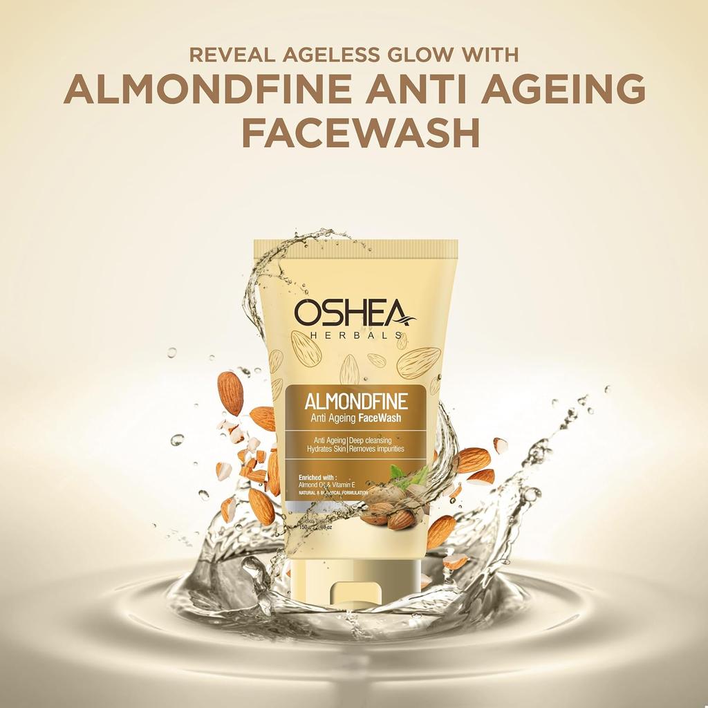 Oshea Herbals Almondfine Anti Ageing Face Wash for All Skin Types with Almond Oil & Vitamin E 150gm