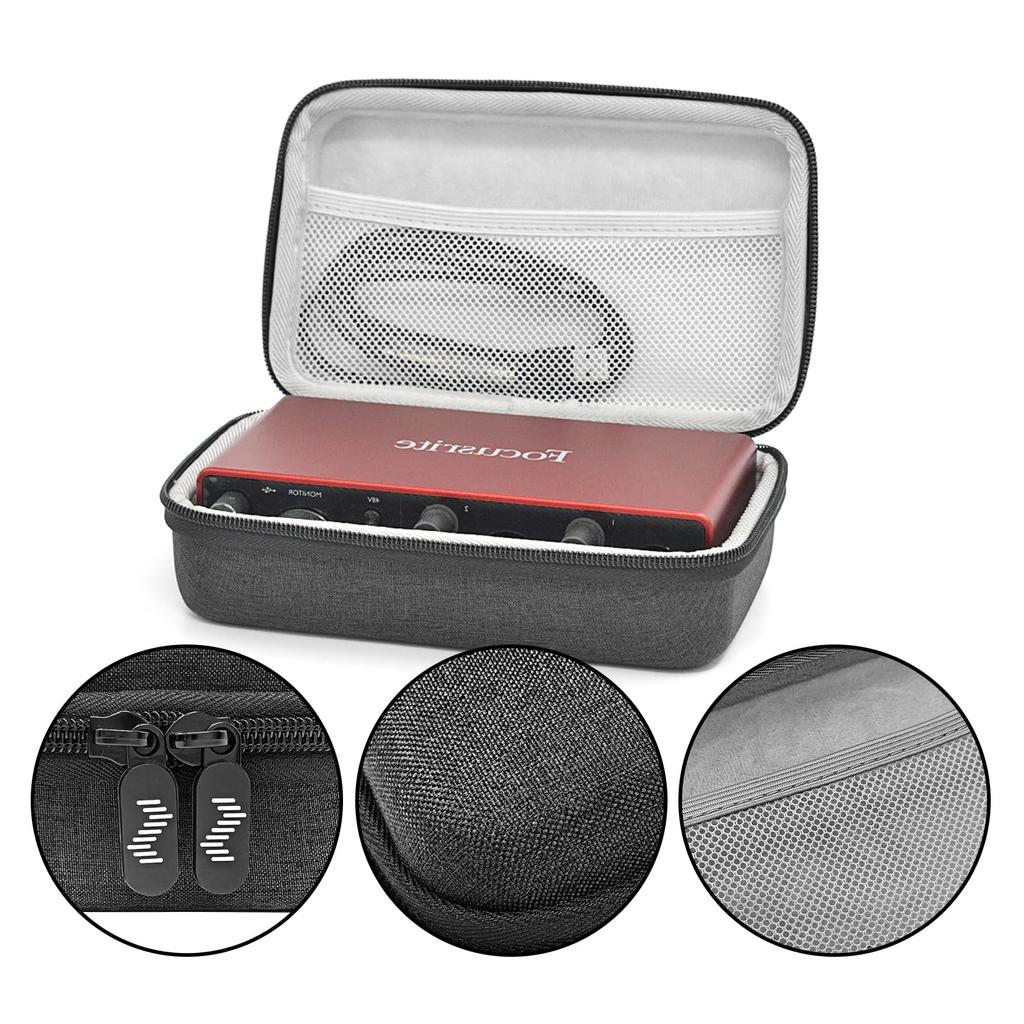 Musiin Sound Card Carrying Case, Compatible with Focusrite Scarlett 2i2 3rd Generation Audio Interface Cover, Velvet Interior (Gray)