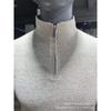 Mens Long Sleeve Zip Up Solid Casual Polo Shirt