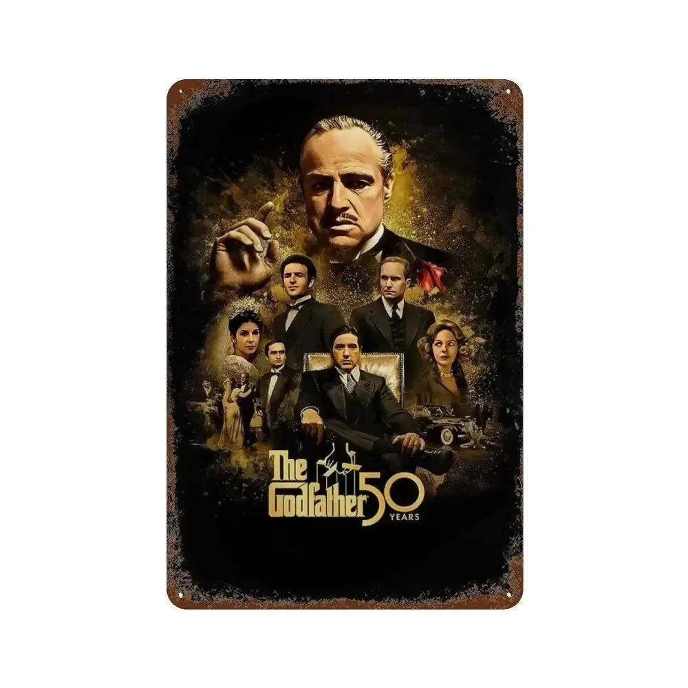 Retro Vintage Metal Tin Poster  The Godfather Sign Plaque for Bar Club Home Wall Decor  Classic Movie Wall Plate Pendant