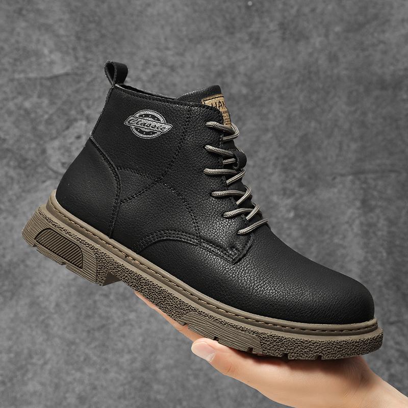 Hot-selling Men Leather Ankle Boots Four Seasons High Top Shoe Outdoor Casual Hiking Boots Retro Motocross Boots Anti-slip Botas