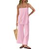 Spring and summer new popular fashion loose casual women thin shoulder strap sling vest trousers set