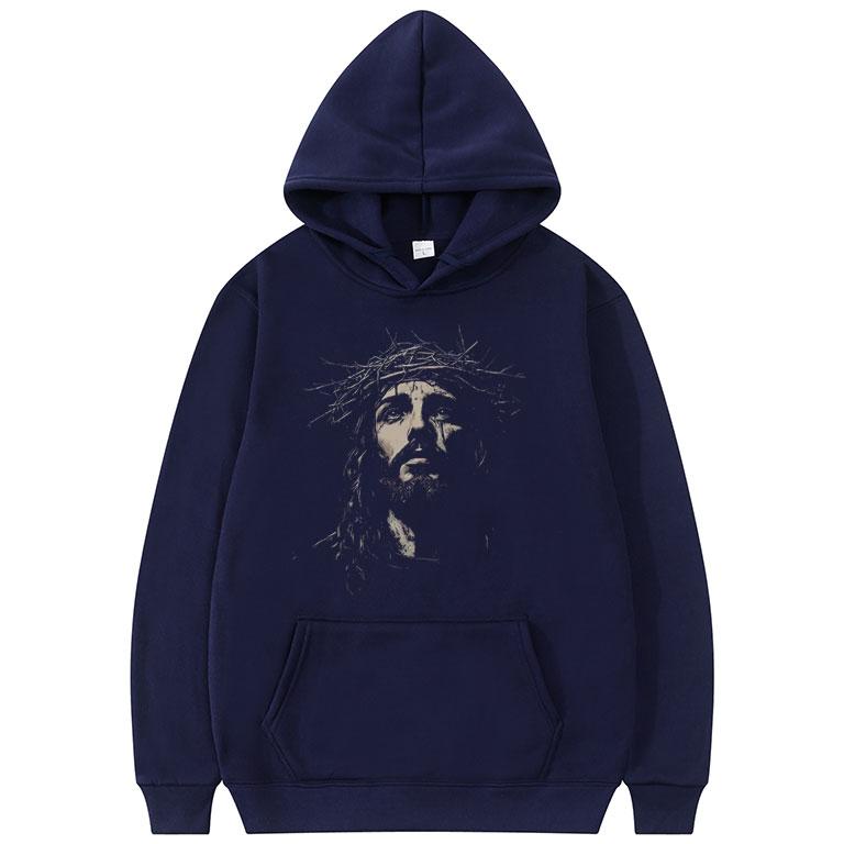 

Jesus Vintage Face Graphic Hoodie Christian Religious Sweatshirt Men Women Gothic Rock Oversized Pullover Aesthetic Streetwear 3XL