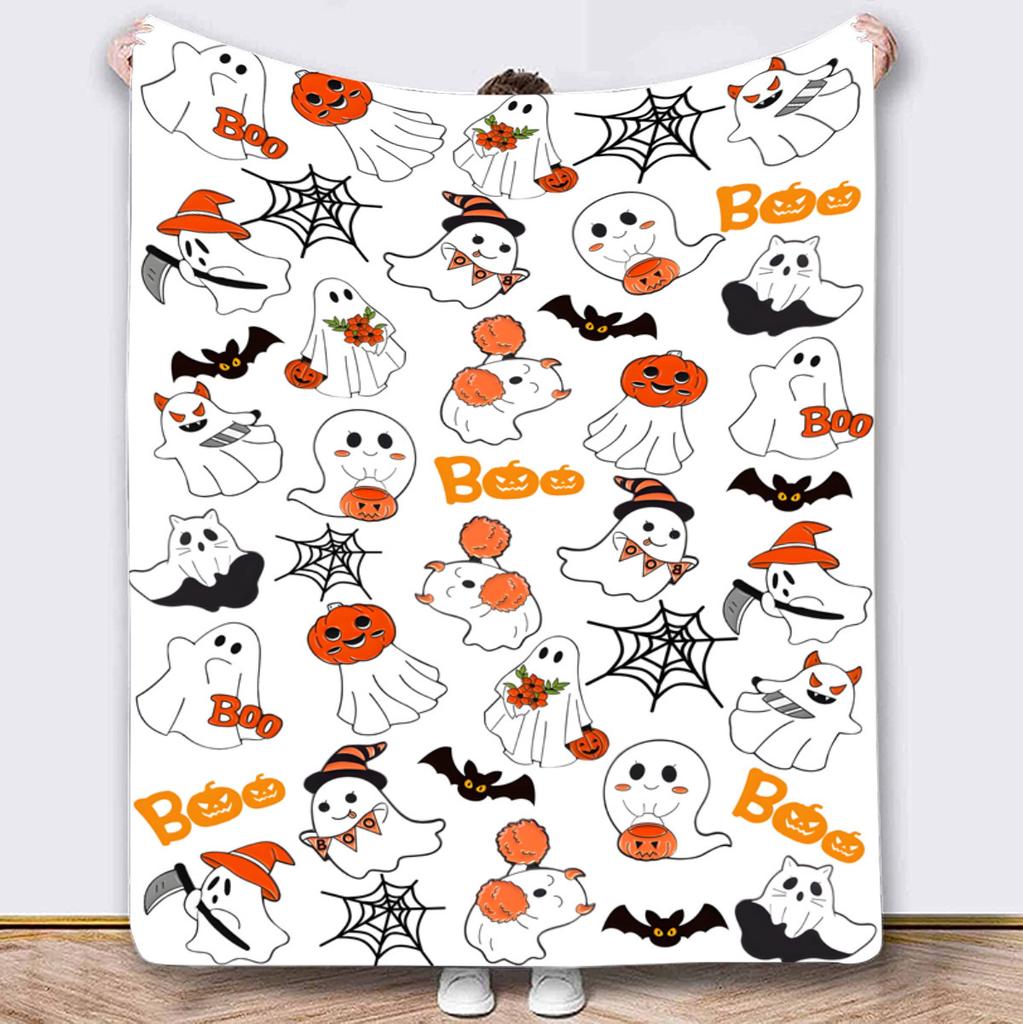 Coperta Zucca Horror di Halloween – Morbido Plaid in Pile di Flanella per Divano, Letto, Riposo & Decorazione di Halloween
