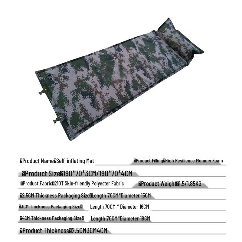 Fureign Camouflage Self-Inflating Sleeping Pad with Pillow