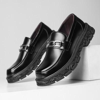 Men Leather Casual Platform Loafers Slip-On High Quality Thick Bottom Oxford Shoes Wedding Shoes JZ-90053