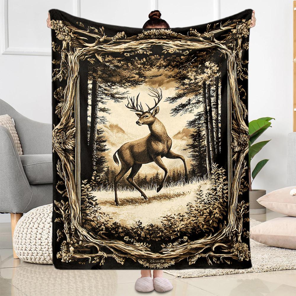 Deer Blanket Durable Comfort Great for Bedding Office Chair Bed for All Seasons Playful Design Suitable for Gifting Relatives and Friends