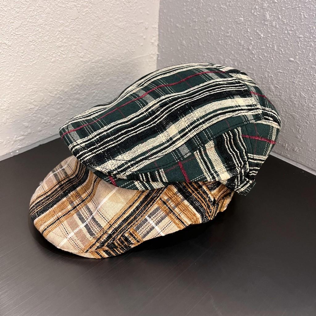 Street Retro Style Checkered Pattern Neutral Casual Duckbill Cap Autumn For