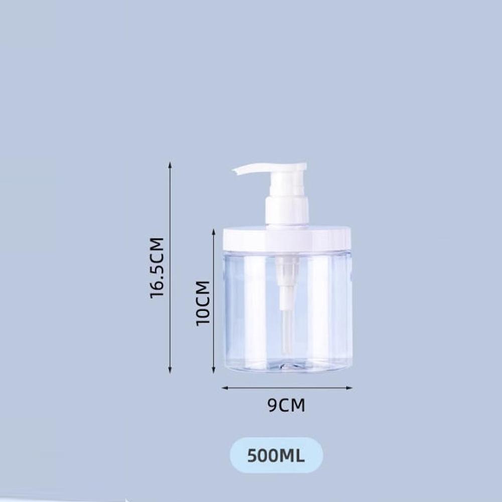 1pc 500/1000ml Large Mouth Press Dispenser Bottle Transparent Shampoo Shower Gel Liquid Container PET Refillable Bottles