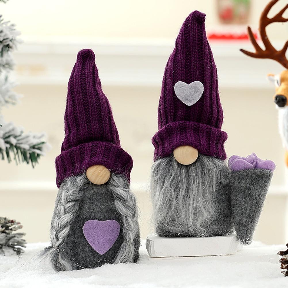 Set of 2 Handmade Plush Christmas Gnome Figurines for Indoor Holiday Decor and Festive Display on Tables or Shelves