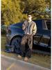 Men's Gray Woolen Bomber Jacket - Retro Baseball Style for Spring and Autumn