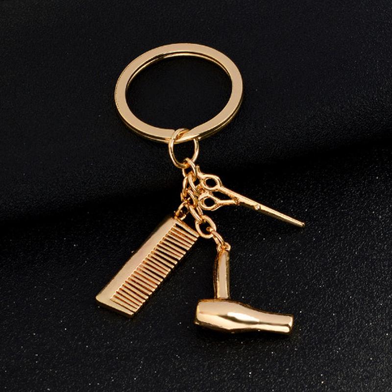Hair Dryer Combs Scissors Pendant Keychain Hairdressing Tools Hair Stylist Scissor Blow Salon Gift Bag Accessories