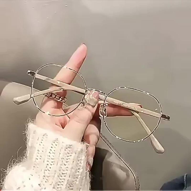 2pcs Fashionable round frame glasses with trendy frame design suitable for office formal occasions and daily wear