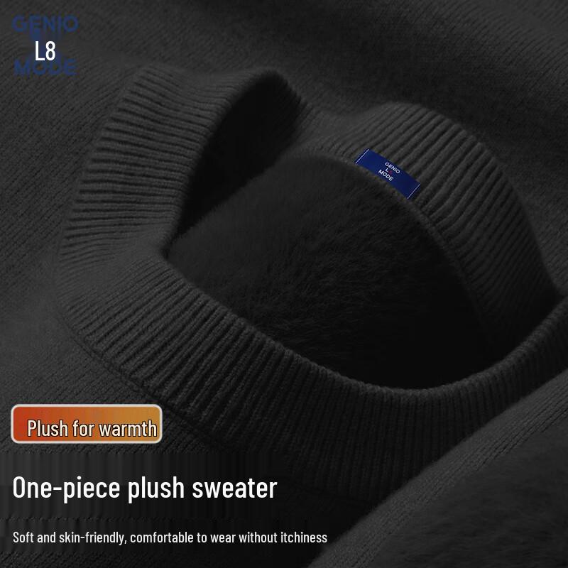 

GENIOLAMODE Men s Winter Fleece-Lined Round Neck Sweater XL