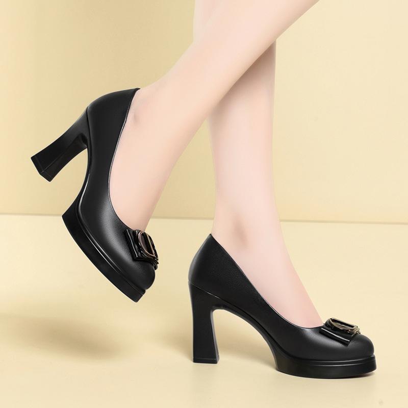 Cheongsam Shoes For Women With Wide-Leg Pants Shoes Single Shoes Catwalk High Heels Without Tiring Feet Women's Leather Shoes