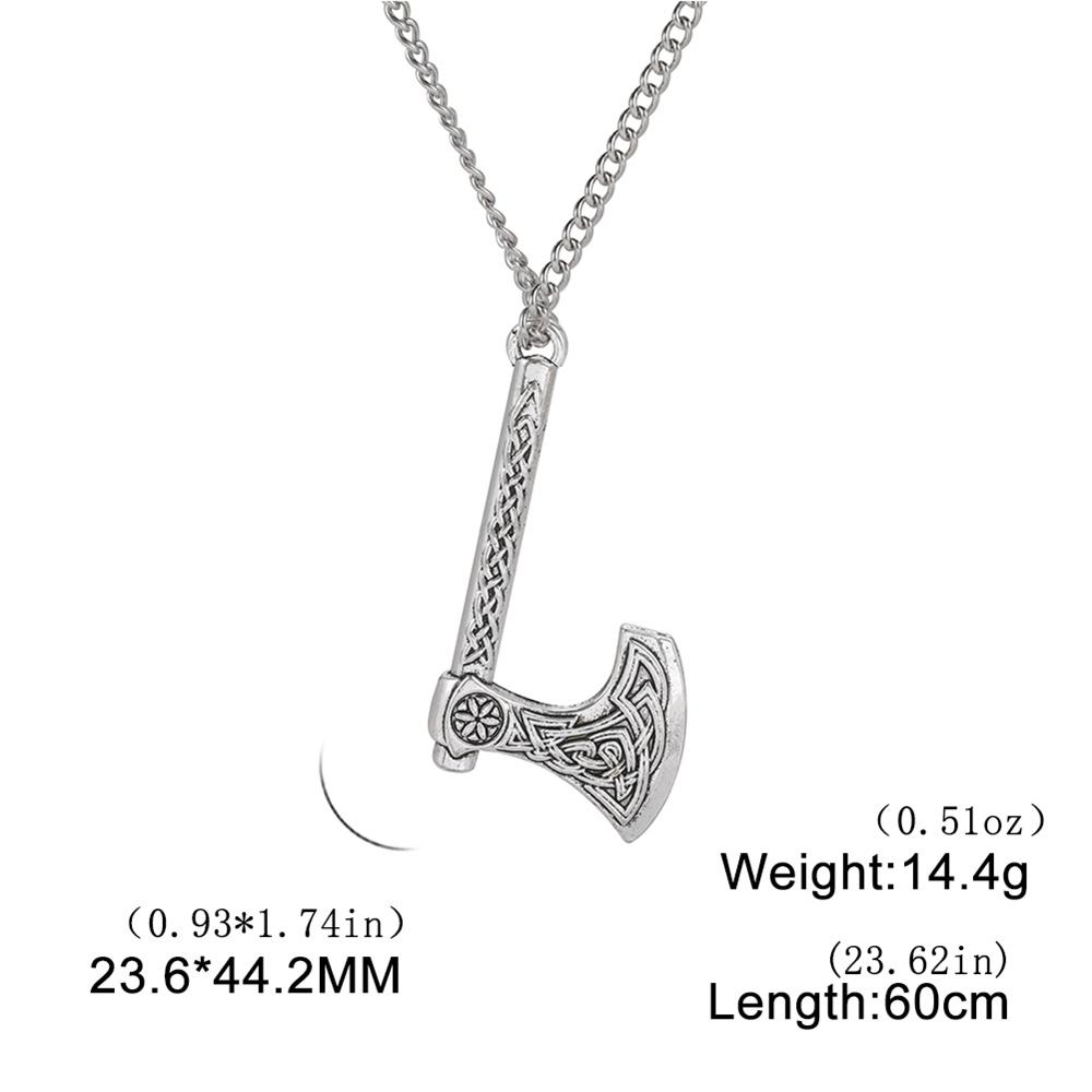 Viking Axe Necklace for Men Norse Runes Compass Pendant Vintage Amulet Jewelry Male Boy Gifts