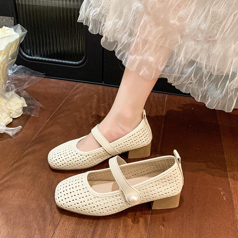 Yueyu One-pedal Versatile Women's Shoes Mary Jane Women's Shoes Summer Skirt Shoes Hollow Single Shoes Women 2025 New