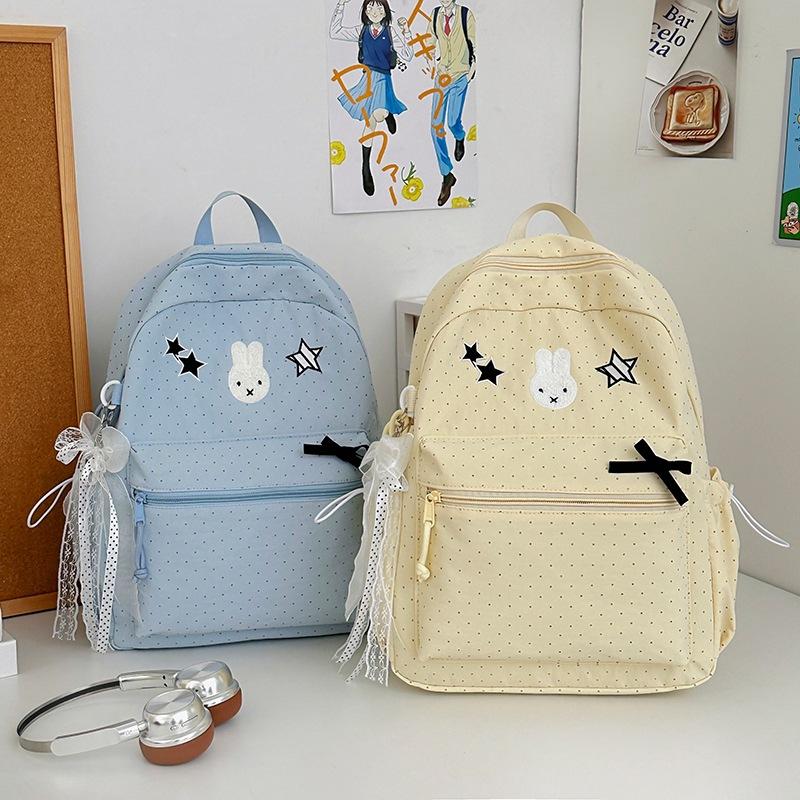 Schoolbag new Japanese Korean version cute polka dot rabbit campus backpack girls summer shopping outing small fresh backpack