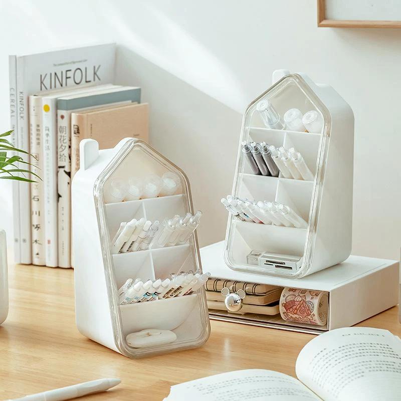 Pen holder organizer slant plug office desktop compartment organizer student desk clutter pen bucket stationery organization