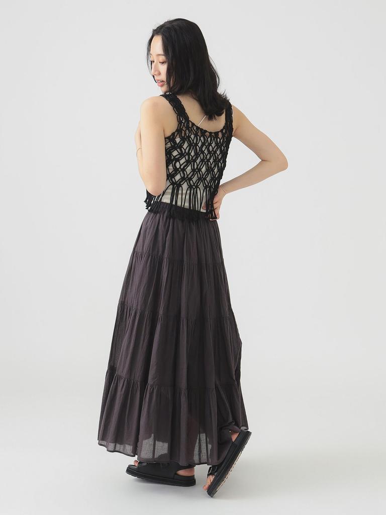 BEAMS Life Store by Beams Women's Indian Tiered Skirt (S-M) Ink Black