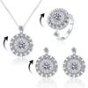 Stylish Rotatable Sun Flower Earrings Ring Set Full of Diamond Small Daisy Clavicle Chain