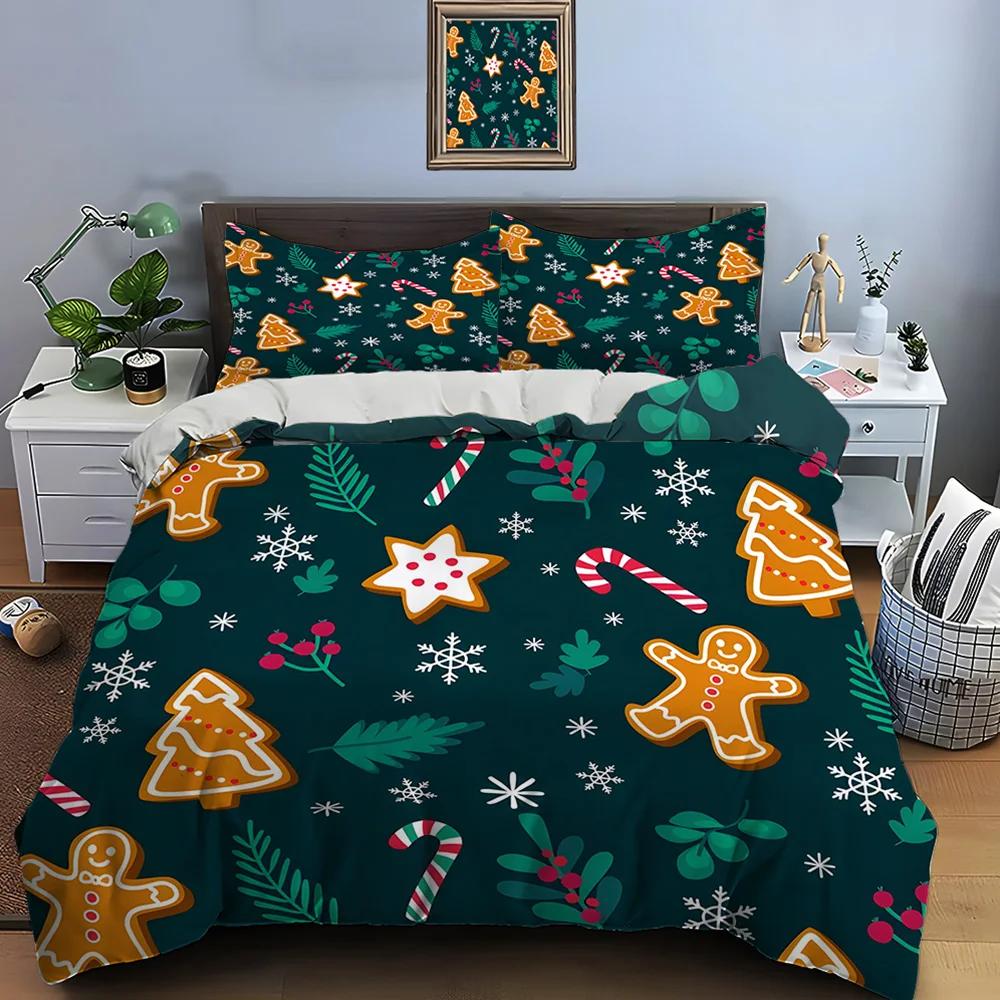 Christmas Print Bedding Set Duvet Cover 1 Duvet Cover 2 Pillowcases Adult and Kids Bedding Set Luxury Holiday Christmas Gifts