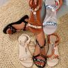 Women's Braided Sandals, Elastic Strap Slip On Lightweight Beach Shoes, Comfort Non-slip Holiday Shoes