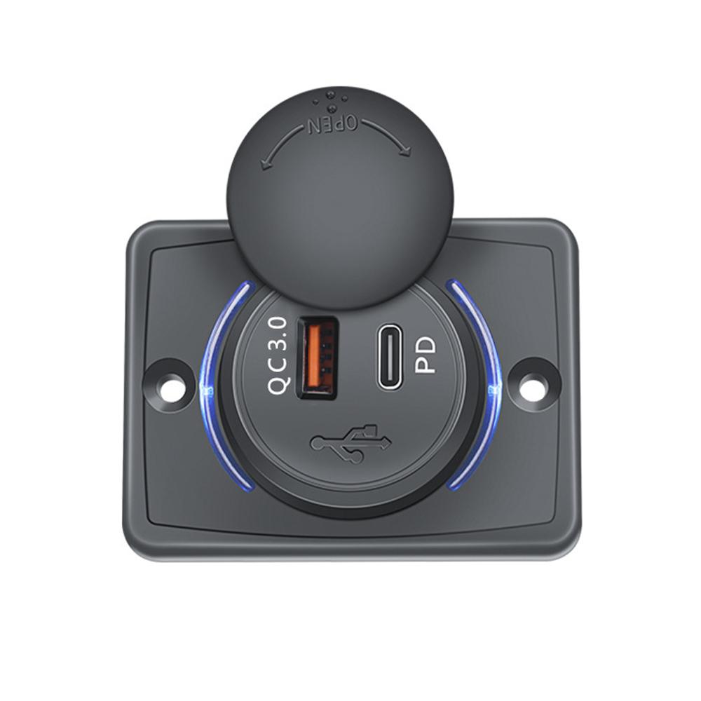 Dual Quick Charge 3.0 12V/24V Socket USB Charger PD Type-C Charger Waterproof Power Socket Adapter Car Charger Adapter