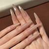 24Pcs Long Stiletto Almond Pure Color False Nails with Glue Simple Fake Nails Press on Nails Full Cover Artificial Nail Tips