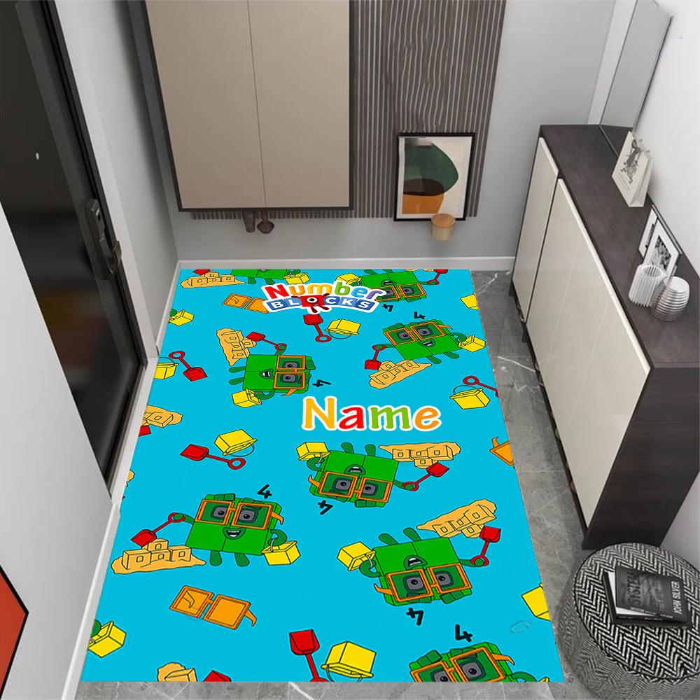 Tappeto da pavimento con blocchi numerici Inverno Divertente Nome Personalizzabile Tappeto per Ufficio Design per Stanze dei Giochi Camere da Letto Ingresso Tappeto Antiscivolo per Esterni Ufficio Arredamento per la Casa