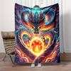 Starkes Drachenmuster Flanell-Kuscheldecke – Lebendiges mythisches Kreaturendesign, Weich & Gemütlich, Beidseitig für alle Jahreszeiten, Perfektes G