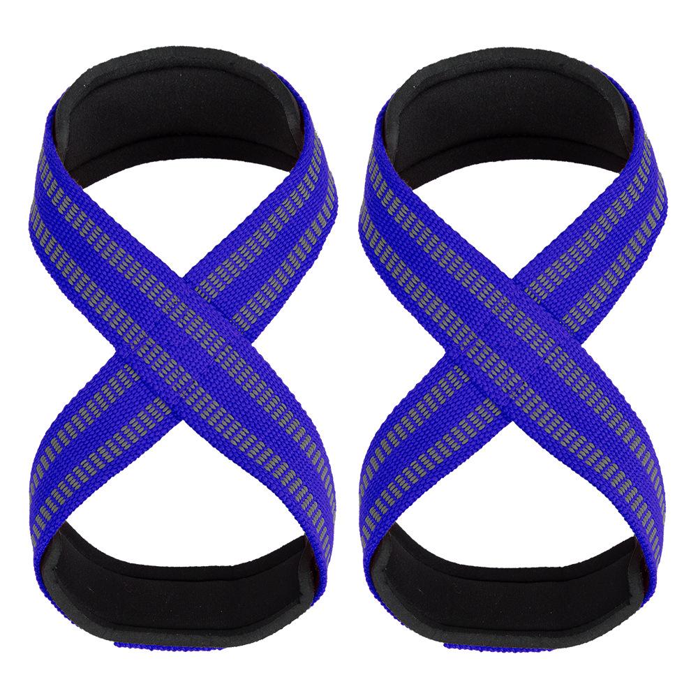 High Quality Custom Logo Heavy Duty Polyester Gym Training Wrist Straps Figure 8 Weightlifting Lifting Straps S