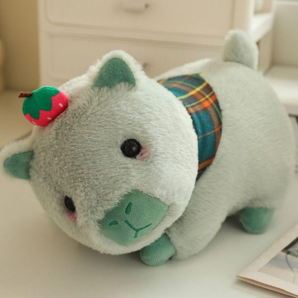 Soft Capybara Plush Toy Strawberry Headwear Stuffed Capybara Doll  Children Toys