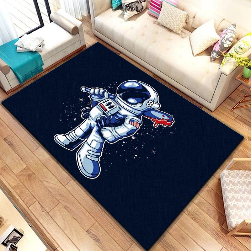 Astronaut Teppich Kinder Krabbelmatte Fußmatte Wohnzimmer Bereichsteppich Spielbereich Badezimmer Bodenmatte Bereichsteppich Yoga Wohnzimmer
