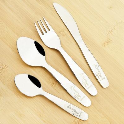 1 PCS Western Baby Geschirr 304 Edelstahl Kinder Besteck Set Cartoon-Muster Carving Kinder Besteck Messer Teelöffel Gabel Set