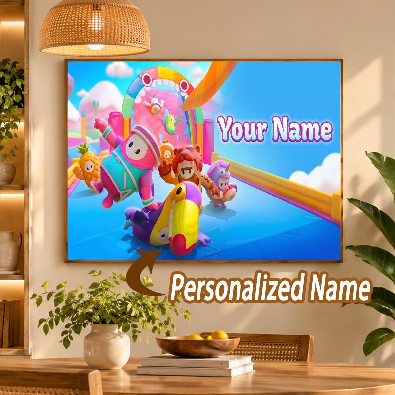 Custom Name Fall Guys 5D Diamond Painting Personalized Full Drill Diamond Art Kit Gift