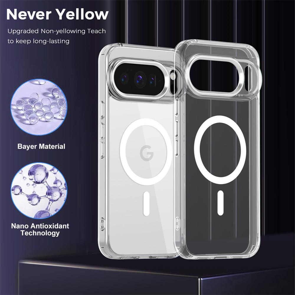 Luxury High Transparent Magnetic For Magsafe Wireless Charging Case For Google Pixel 9A 10 Pro XL Solid Color Bumper Back Cover