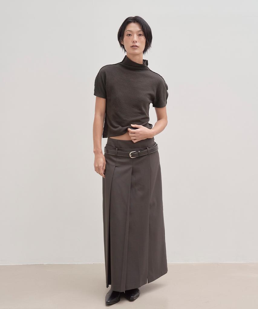 Wenio Double-Waisted Pleated Maxi Skirt_2Color