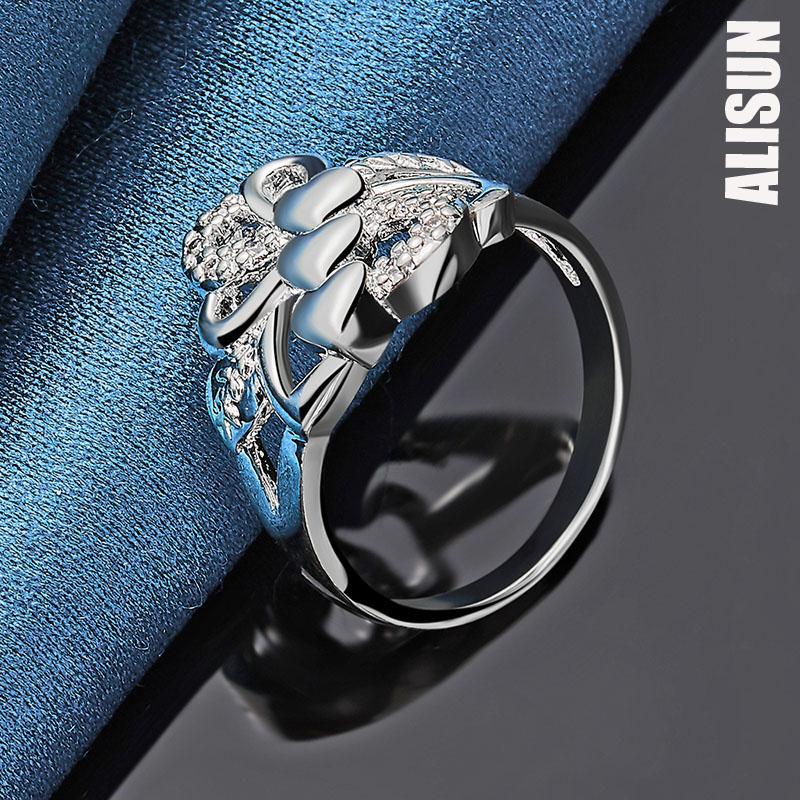 925 Sterling Silver Charming Three Heart Ring Fashionable Wedding Jewelry