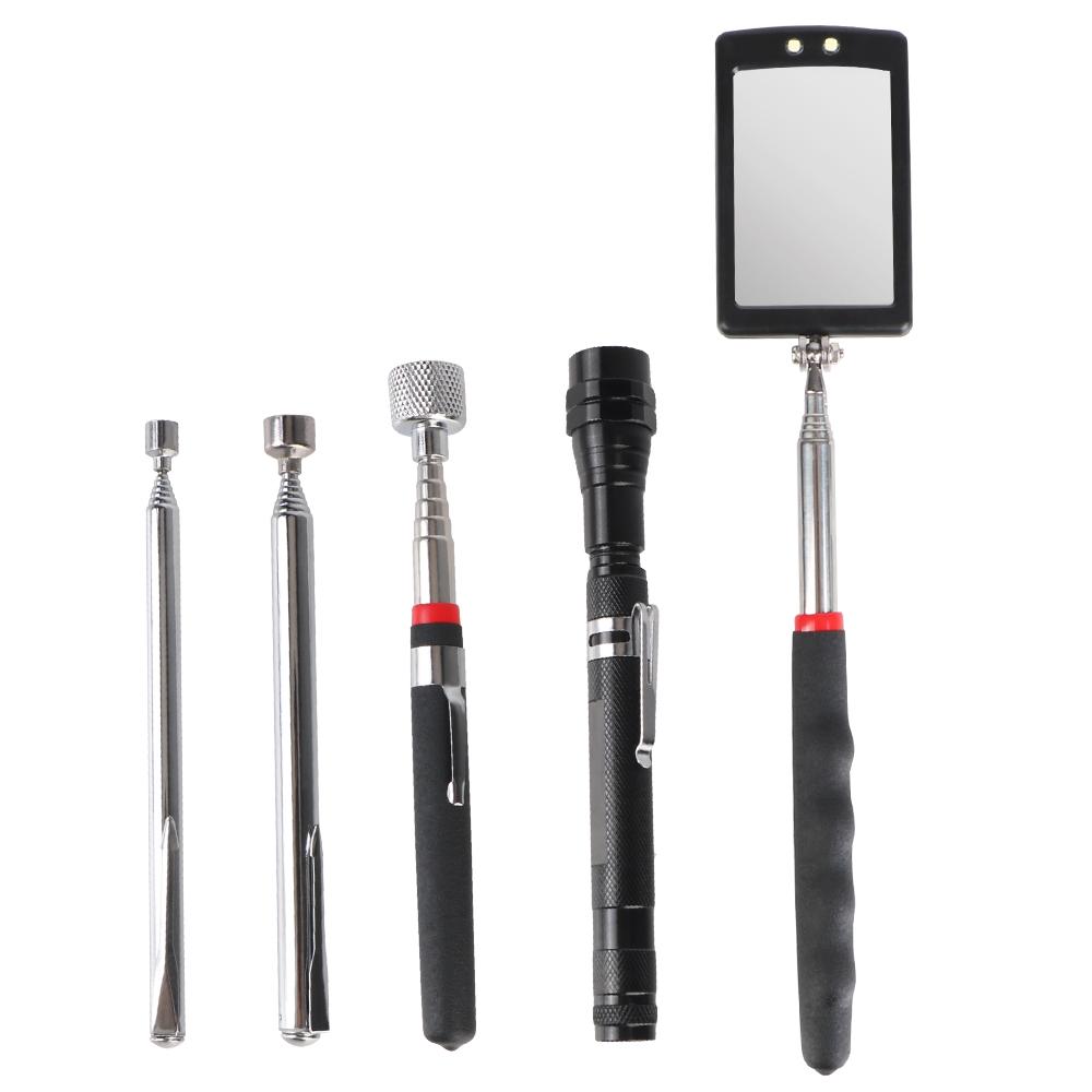 Automobile Telescopic Detection Lens With Lamp Folding Mirror Adjustable Angle Observation Magnetic Retractable Pickup Device