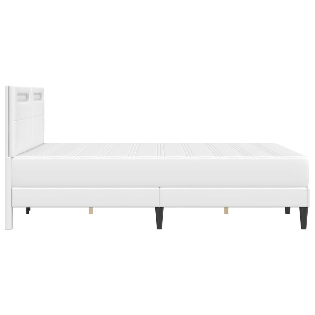 LED Strip Light Bed Frame In White 140 X 200 Cm Faux Leather