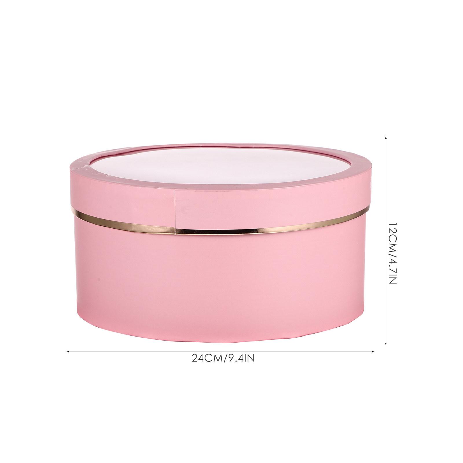 

2Pcs Flower Boxes for Arrangement Round Shape Semi Transparent Window Packaging Boxes Valentines Gift Gift Arrangements Box other розовый