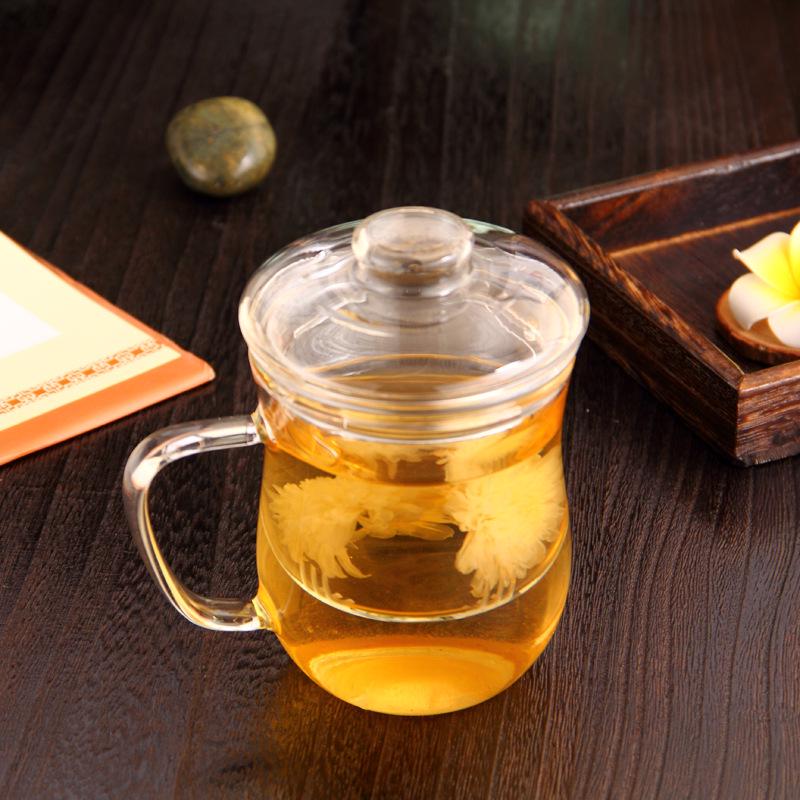 Transparent Borosilicate Glass Tea Infuser Cup with Filter - Stylish Office Tea Separator for Men and Women