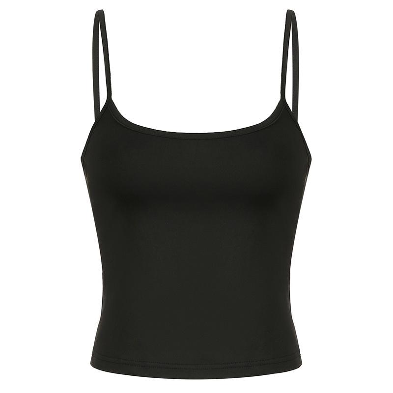 Basic Solid Camis Summer Casual Sleeveless Spaghetti Strap Top Women Harajuku All-match Cropped Tops Y2k Vintage Clothing