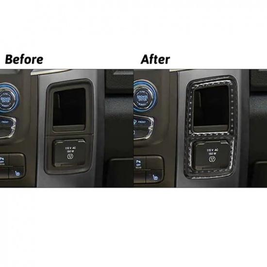 For RAM 1500 Carbon Fiber Interior 115V Outlet Control Cover Trim