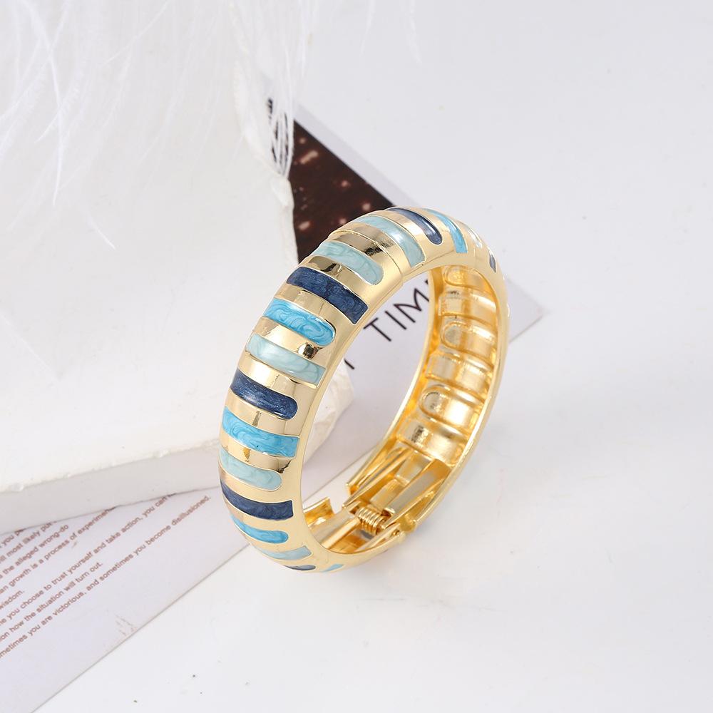 DIEZI 12 Colors Bohemian Enamel Cuff Bangles Hip Hop Geometric Irregular Gold Color Metal Wide Bracelet For Women Men Jewelry